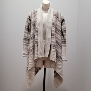 Moda International Tan Cream Pink and Brown Striped Cardigan Sz. XS